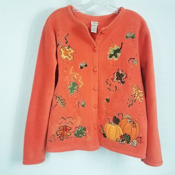 Sweaters - Women's Embroidered Fleece Coat Jacket Sweater